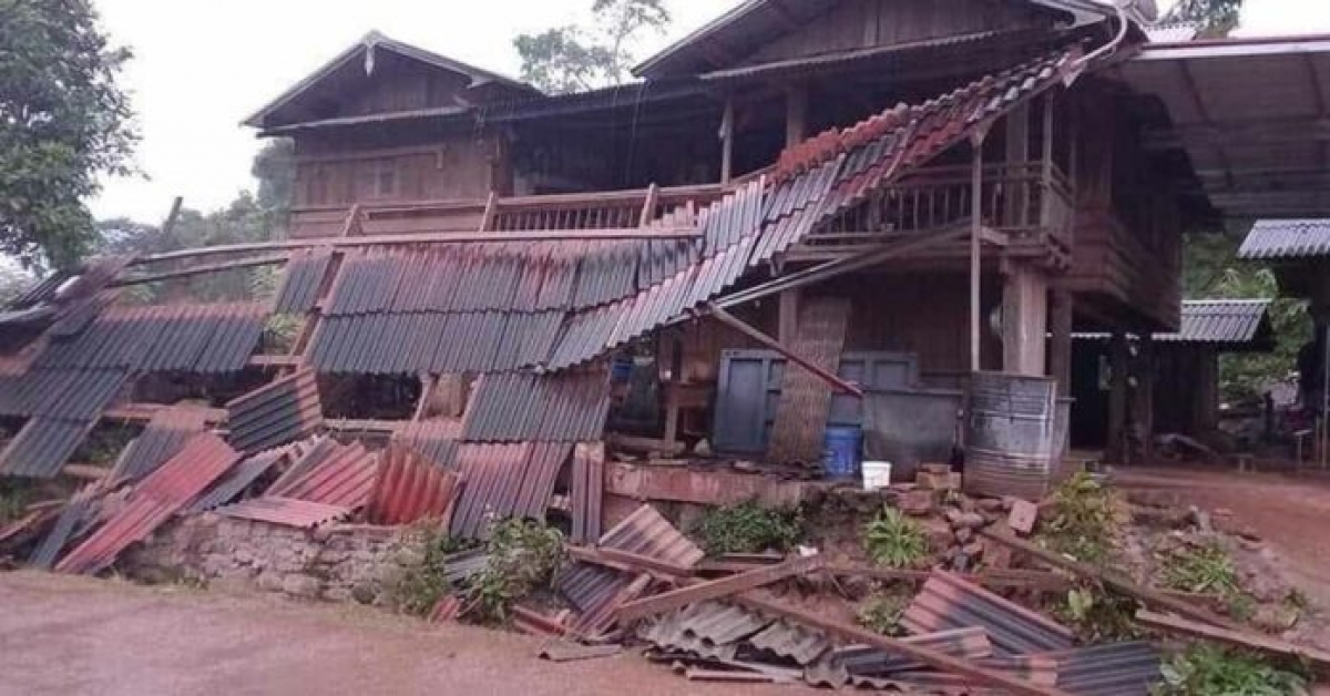 Hậu quả một trận động đất ở Lào. Ảnh: Đài phát thanh Lào.
