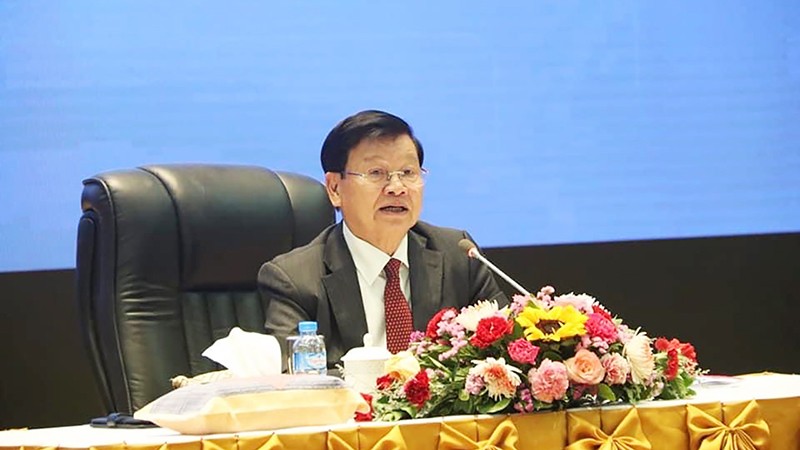 Tổng Bí thư, Chủ tịch nước Lào Thongloun Sisoulith phát biểu tại Hội nghị.