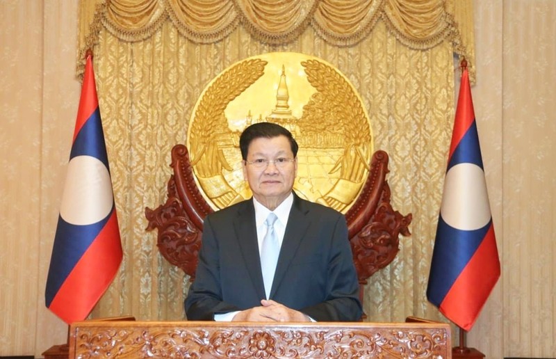 Chủ tịch nước Lào Thongloun Sisoulith gửi thông điệp chào đón năm mới 2023. (Ảnh: Bộ Ngoại giao Lào)