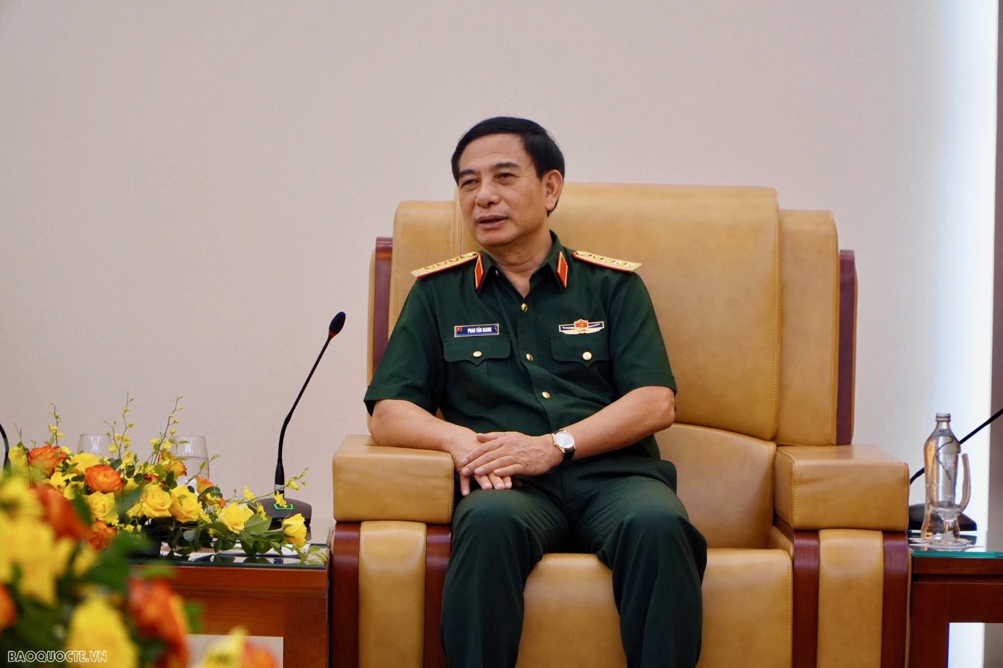 Đại tướng Phan Văn Giang phát biểu tại buổi tiếp. (Ảnh: Tuấn Việt)
